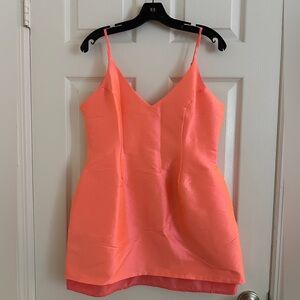 Vibrant Coral Spaghetti Strap Dress